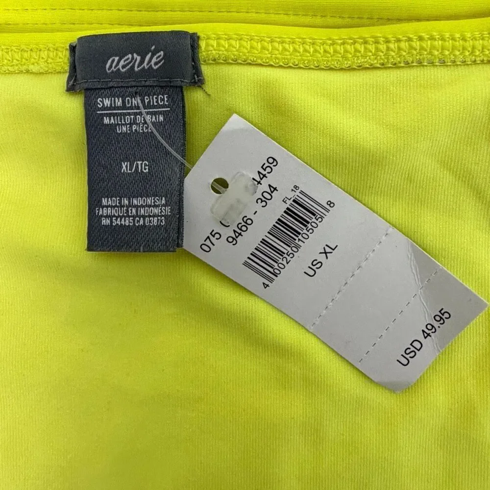 Aerie XL Swimsuit Bright Yellow Cutout Bathing Suit NEW